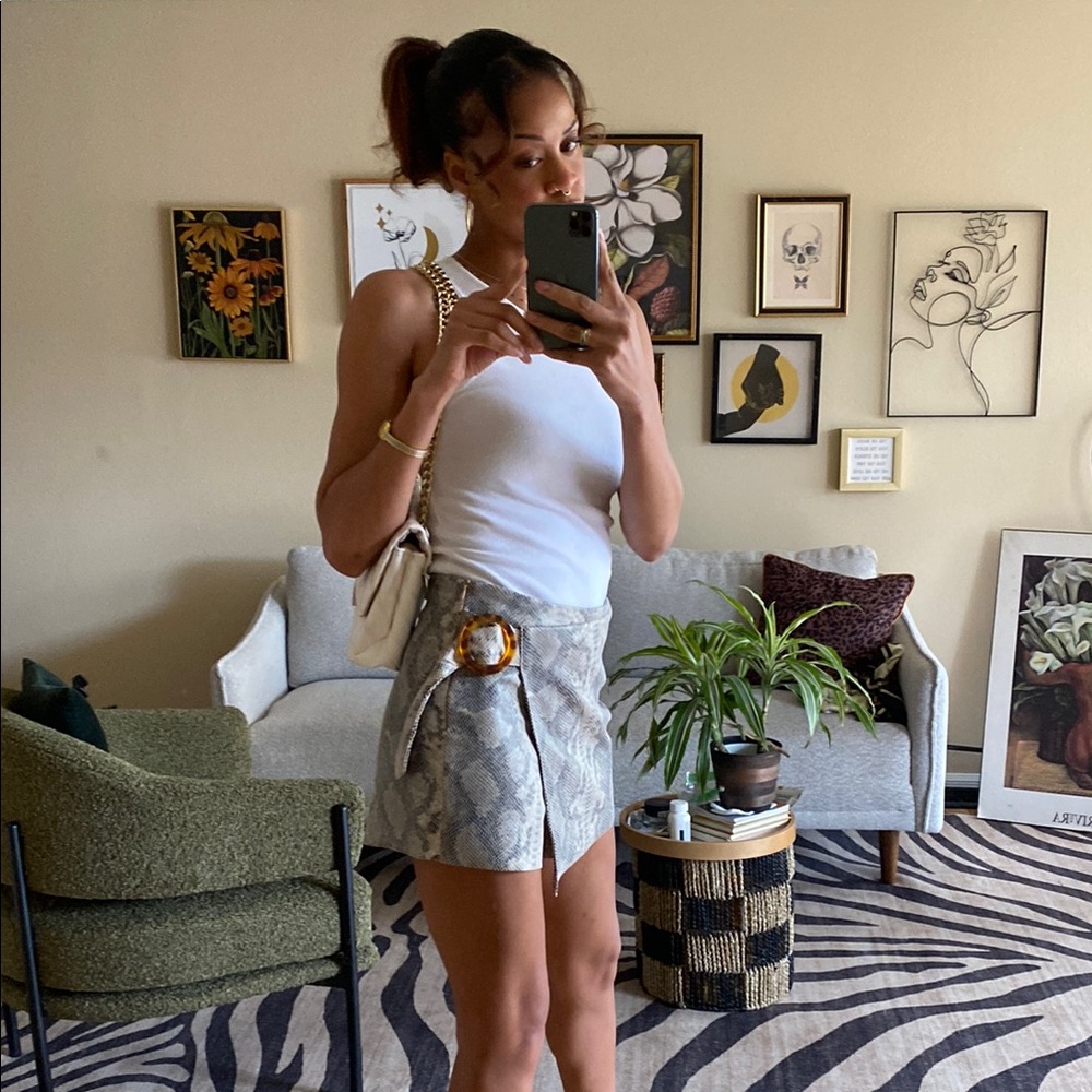 Zara Faux Leather Snakeskin Mini Skort - Picture 11 of 13